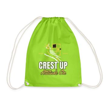 Nymphensittich - Crest Up Attitude On - Vogelfreun - Turnbeutel - Neongrün - Vorne
