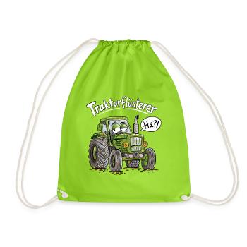 Traktorflüsterer Landwirt Trecker Bauernhof Humor - Turnbeutel - Neongrün - Vorne