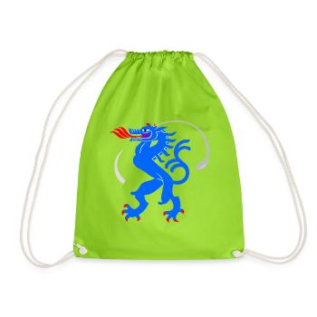 Feuerdrache Blau im Golf Ring - Turnbeutel - Neongrün - Vorne