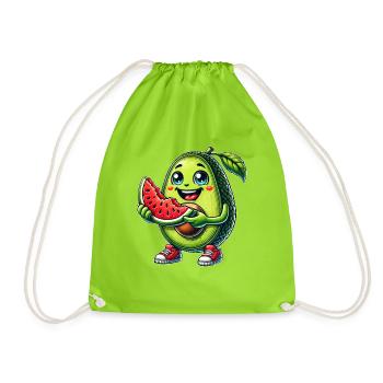Süße Avocado Wassermelone Cartoon Sommer Früchte - Turnbeutel - Neongrün - Vorne