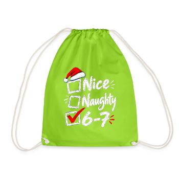 Six Seven Naughty or Nice Christmas Checkbox 6 7 - Turnbeutel - Neongrün - Vorne