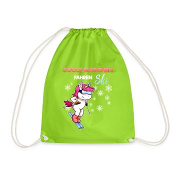 Coole Mädchen Fahren Ski Skifahrer Spruch Lustig - Turnbeutel - Neongrün - Vorne