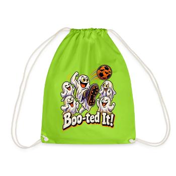 Boo-ted It Halloween-Fußball mit kichernden - Turnbeutel - Neongrün - Vorne