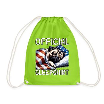 Mops US Schlafshirt - Turnbeutel - Neongrün - Vorne