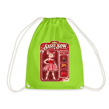 Sassy Sow Retro-Schweinepuppe - Turnbeutel - Neongrün - Vorne