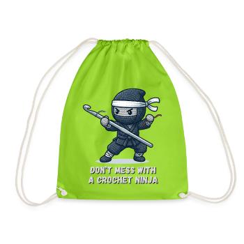 Crochet Ninja – Nicht anfassen - Turnbeutel - Neongrün - Vorne
