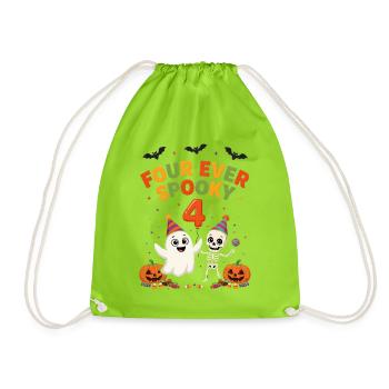 Vier jemals gruselige Halloween-4. Geburtstags-Witze - Turnbeutel - Neongrün - Vorne
