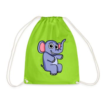 Elefant Motiv - Turnbeutel - Neongrün - Vorne
