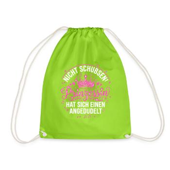 Prinzessin – Glitzer Krone mit Wein & Musik - Turnbeutel - Neongrün - Vorne