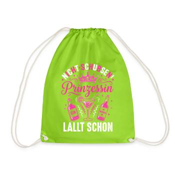Prinzessin mit Krone, Gin & Wodka – Pink - Turnbeutel - Neongrün - Vorne