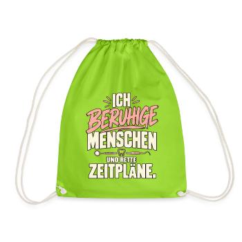 Zahnmedizinische Fachangestellte  - Turnbeutel - Neongrün - Vorne
