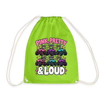 Pink Pretty & Loud Monster Trucks - Turnbeutel - Neongrün - Vorne
