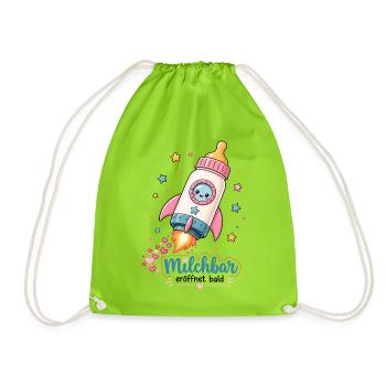 Milchbar Baby Fläschchen Lustiges Baby Motiv - Turnbeutel - Neongrün - Vorne