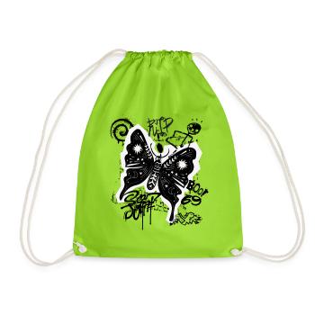 Mystischer Schmetterling Grunge - Turnbeutel - Neongrün - Vorne