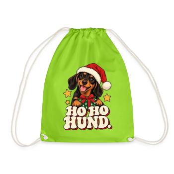 Ho Ho Hund Weihnachtsdesign - Turnbeutel - Neongrün - Vorne