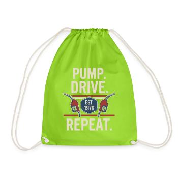 Pump Drive Repeat Vintage Zapfpistole Fuel - Turnbeutel - Neongrün - Vorne