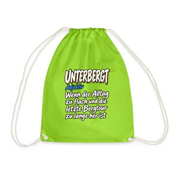 Unterbergt Bergtour Humor Definition - Turnbeutel - Neongrün - Vorne