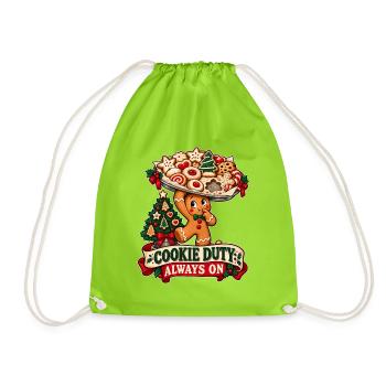 Cookie Duty – Lustiges Weihnachts T-Shirt - Turnbeutel - Neongrün - Vorne