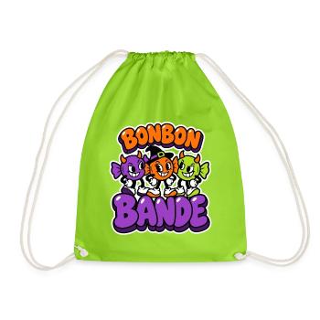 Bonbon Bande - Halloween Süßigkeiten - Turnbeutel - Neongrün - Vorne