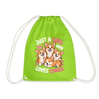 Just a Girl Who Loves Corgis – lustige Corgi-Liebhaberin - Turnbeutel - Neongrün - Vorne