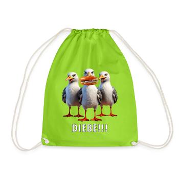 Möven Fischbrötchen Diebe - Turnbeutel - Neongrün - Vorne
