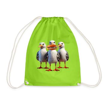 Möven Fischbrötchen Diebe - Turnbeutel - Neongrün - Vorne