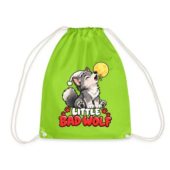 Mondschein Wolf mit Wintermütze - Turnbeutel - Neongrün - Vorne