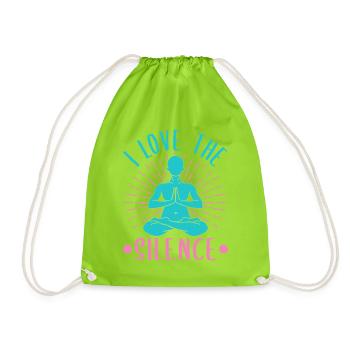 Yoga I Love The Silence Funny Yoga - Turnbeutel - Neongrün - Vorne
