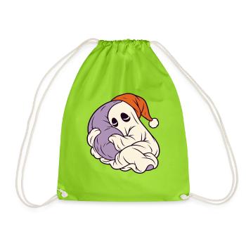 Schlafender Geist mit Weihnachtsmütze - Turnbeutel - Neongrün - Vorne