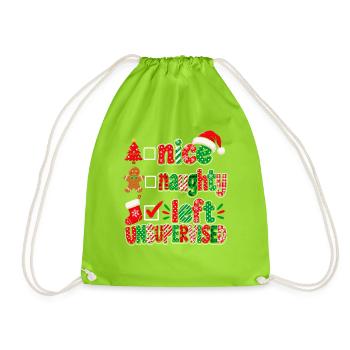 Nice Naughty Left Unanswered – Weihnachtsdesign - Turnbeutel - Neongrün - Vorne