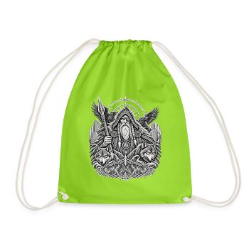  Odin mit Wölfen - Turnbeutel - Neongrün - Vorne