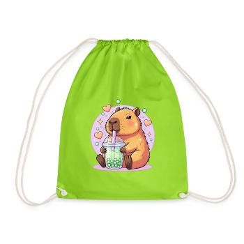 Kawaii Boba-Haustier mit Herz - Turnbeutel - Neongrün - Vorne