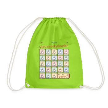 Adventskalender Kaffee für Lehrer und Lehrerinnen - Turnbeutel - Neongrün - Vorne
