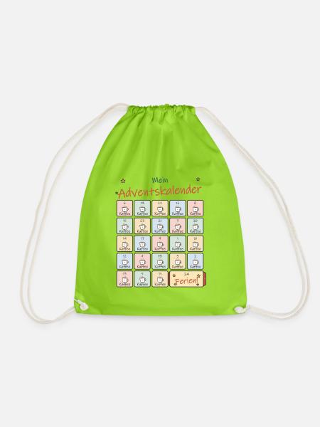Adventskalender Kaffee für Lehrer und Lehrerinnen - Turnbeutel - Neongrün