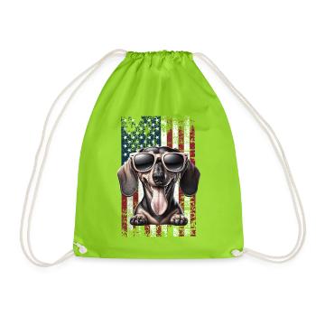Dachshund US Dackel - Turnbeutel - Neongrün - Vorne