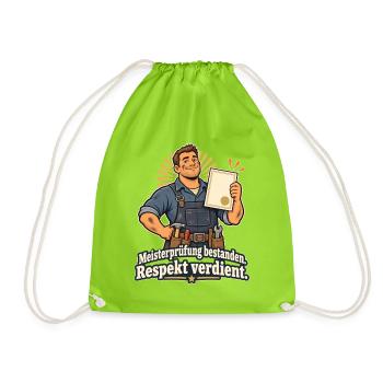 Meisterprüfung Bestanden Handwerksmeister Geschenk - Turnbeutel - Neongrün - Vorne