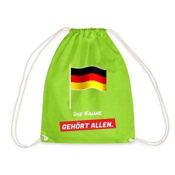 Die Fahne gehört allen - Schwarz Rot Gold - Turnbeutel - Neongrün - Vorne