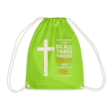 Ich kann alles durch Christus tun, der - Turnbeutel - Neongrün - Vorne