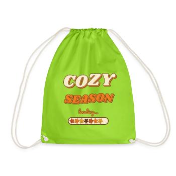 Gemütliche Jahreszeit lädt Retro Herbst - Turnbeutel - Neongrün - Vorne