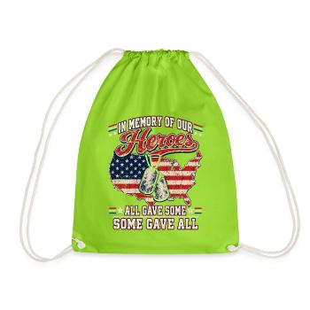 Helden-Gedenken USA Flagge Hundemarken - Turnbeutel - Neongrün - Vorne