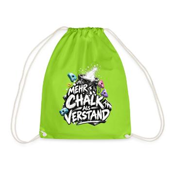 Mehr Chalk als Verstand Bouldern Spruch - Turnbeutel - Neongrün - Vorne