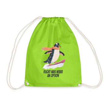 flight was never an option- Lustiger Pinguin - Turnbeutel - Neongrün - Vorne