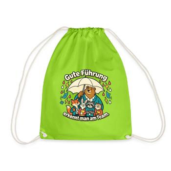 Chef Chefin Geschenk Gute Führung Team - Turnbeutel - Neongrün - Vorne