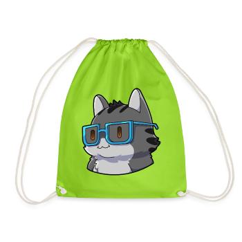  Mathe Katze Nerd - Turnbeutel - Neongrün - Vorne