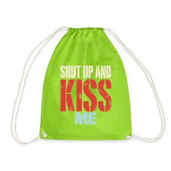 Shut Up And Kiss Me Küss Mich Einfach Valentinstag - Turnbeutel - Neongrün - Vorne