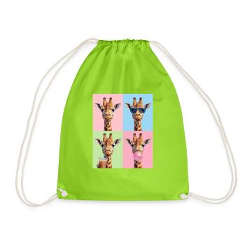 Giraffen Giraffe - Turnbeutel - Neongrün - Vorne