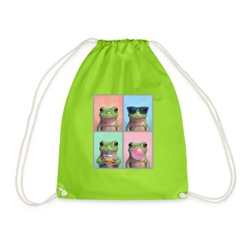 Frösche Frosch - Turnbeutel - Neongrün - Vorne