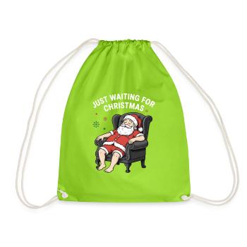 Schläfriger Weihnachtsmann lustig frohe Weihnachten - Turnbeutel - Neongrün - Vorne