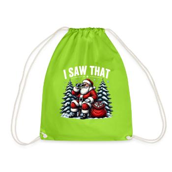 Ich habe diesen Weihnachtsmann "Frohe Weihnachten" lustig gesehen - Turnbeutel - Neongrün - Vorne