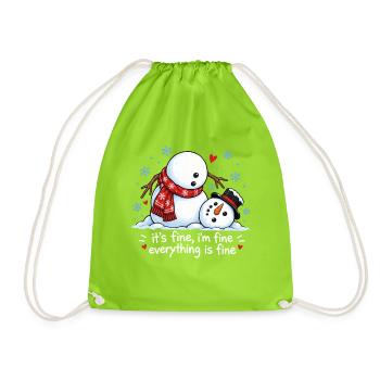 Lustiger Schneemann Frohe Weihnachten Winter-Schnee - Turnbeutel - Neongrün - Vorne